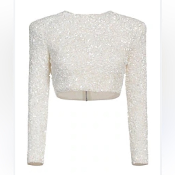 Retrofete Xi Sequin Top White Size L - Picture 2 of 7